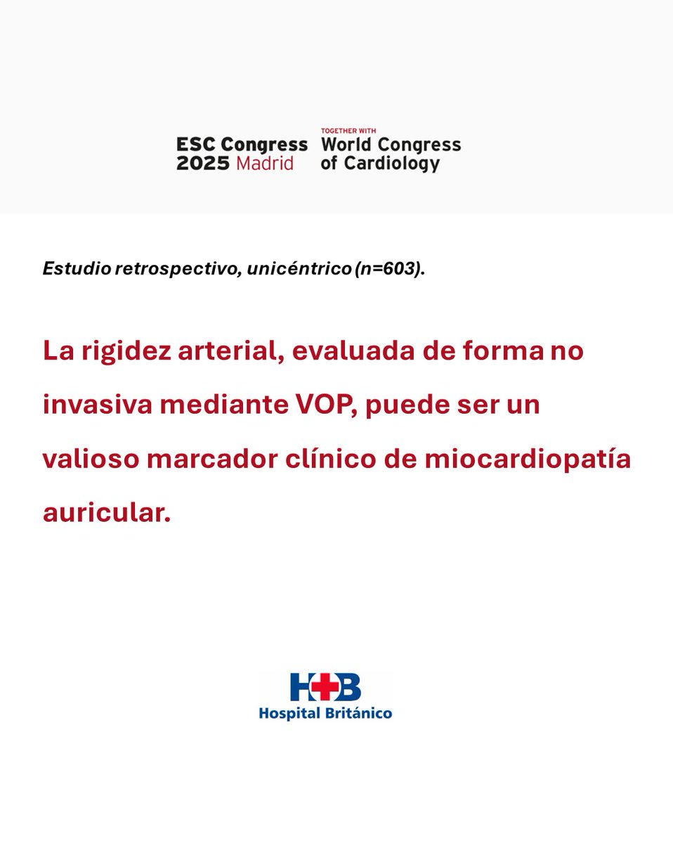 Orgullo de equipo 🇦🇷 en #ESCCongress2025  (Madrid).
Desde la Clínica de Fibrilación Auricular y otras arritmias – Sección de Electrofisiología (Servicio de Cardiología), Hospital Británico presentamos 2 trabajos.
Gracias al equipo y coautores por el trabajo conjunto
#ESCcongress