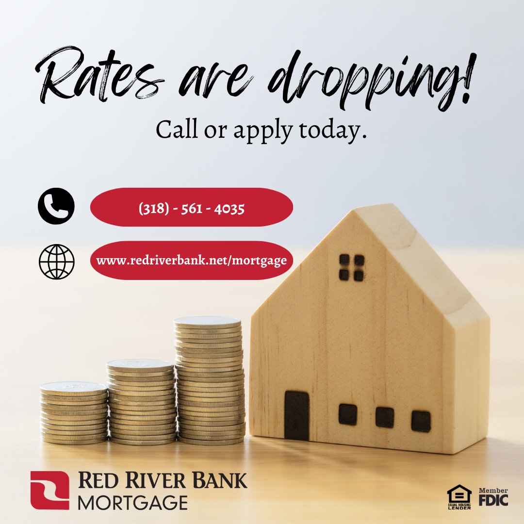 Need a mortgage? 🏠We have great news! Mortgage rates are falling, so call us, apply online or visit your local branch today to discuss options! All loans are subject to credit approval.

📞 (318) 561-4035
🔗ow.ly/yM4550WVfrZ