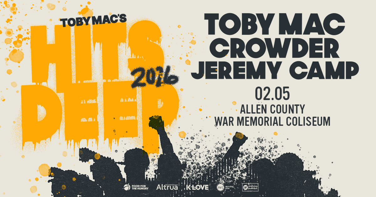 🚨 𝗢𝗡𝗦𝗔𝗟𝗘 𝗔𝗟𝗘𝗥𝗧 🚨

Tickets are ON SALE NOW for <a href="/tobymac/">TobyMac</a>'s Hits Deep Tour 2026 coming to <a href="/acwmc/">@acwmc</a> on February 5!

Get ready for a night packed with your favorite songs, massive moments, and a lineup that hits DEEP.

🎫: bit.ly/HitsDeep26FW