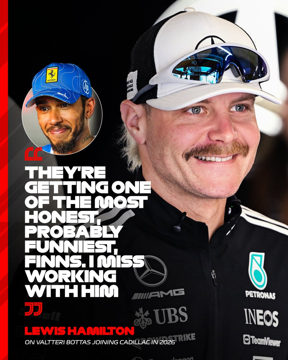 F1's tweet image. A glowing review of Cadillac's new Finn from Lewis Hamilton ✨

#F1