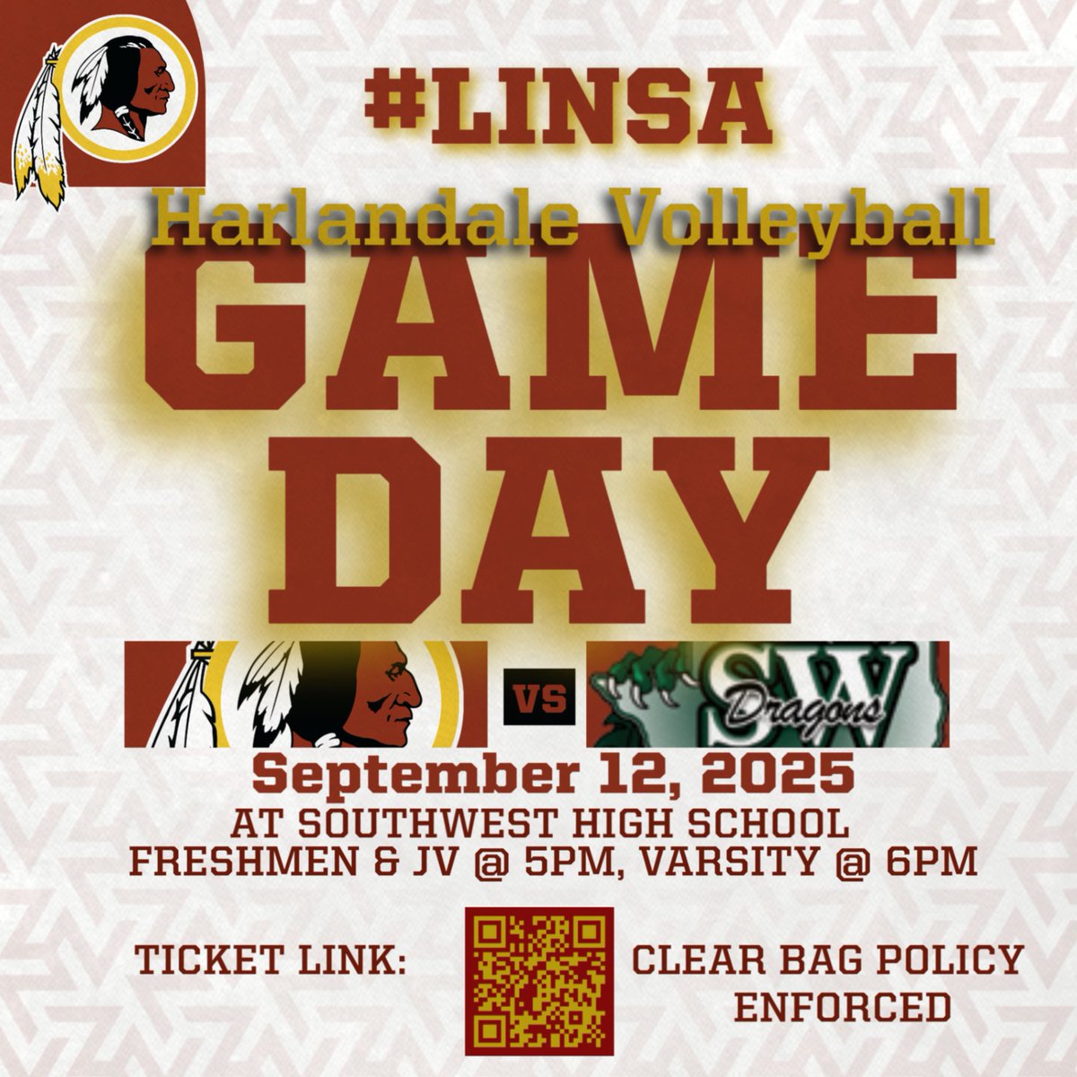 Harlandale_HS's tweet image. 🏐 Game Day Alert! 🏐
Your Lady Indians are back in action tonight as they take on the Southwest Dragons! 🔥
🎟️ Come out and show your support – let’s pack the stands and bring the energy!

#LINSA #LadyIndiansVolleyball #BeatTheDragons 
gofan.co/event/3963408