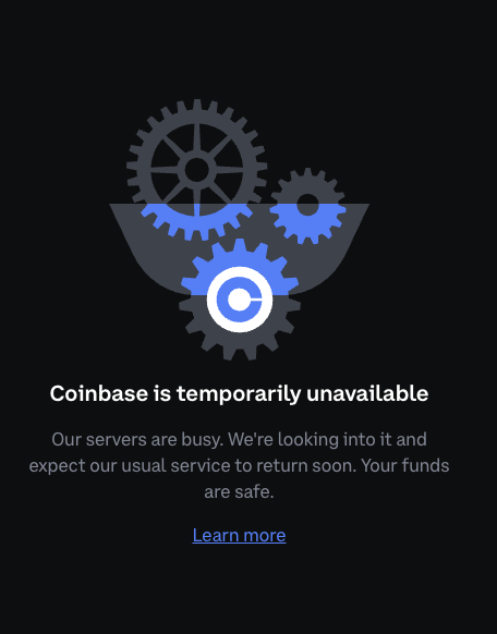 CryptoCurb's tweet photo. Coinbase is down.

OG's know what this means.

Full Fucking Send is loading. https://t.co/hPs0NW6SWC