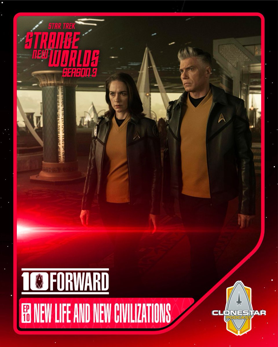 CloneStarPod's tweet photo. 🚨TREK TEA AT WARP SPEED🚨
SNW S3 finale “New Life and New Connections” gave us laughs, canon drops & Batel stealing scenes. 🌌🖖
Jodi & Mike are serving up takes hotter than a warp core:
👉 https://t.co/cNKQgS4oxU
#CloneStarPodcast #10Forward #StarTrekSNW #BoldlyGo https://t.co/OpeN52RFdn