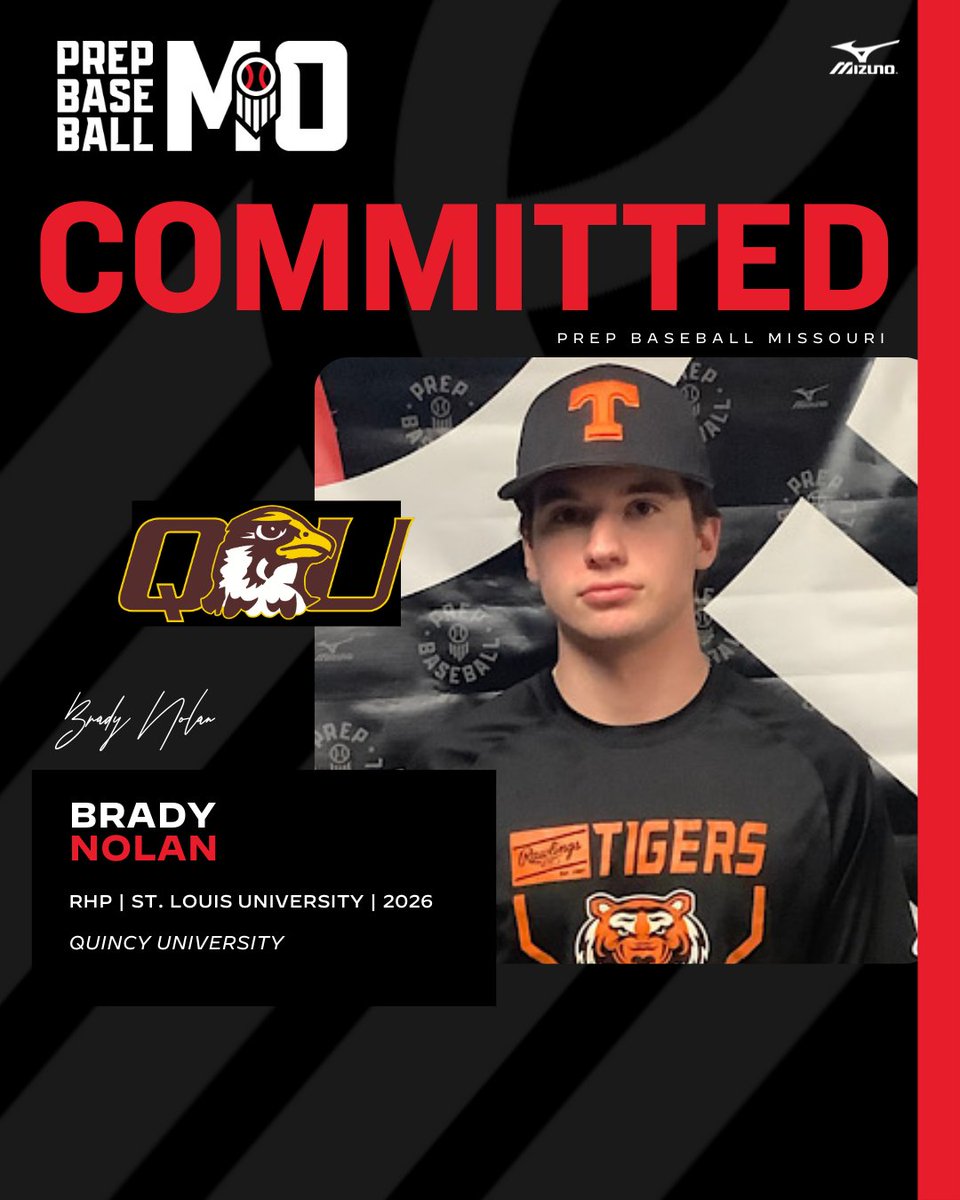 PrepBaseballMO's tweet photo. RHP Brady Nolan (St. Louis University, 2026) commits to Quincy University

👤: https://t.co/B8l9Ymd7ow
@BradyNolan15 // @SLUHBASEBALL // @QUHawksBaseball https://t.co/HVeReYurNx