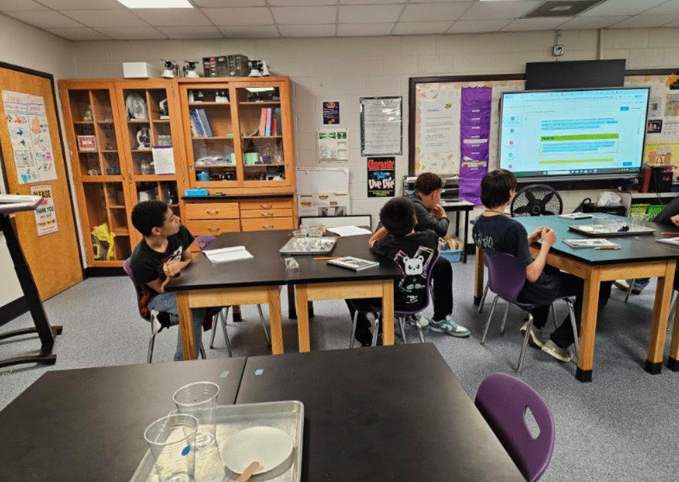 JohnStem_EISD's tweet photo. 🧪 Instructor Bullock’s 7th grade scientists dove into a lab on “What factors affect the rate of dissolution?” 💧Students mixed it up, observed reactions, and tackled lab questions like pros! 📝
#7thGradeScience #STEMstars #BulldogScientists 🐾👩‍🔬👨‍🔬 https://t.co/1LSvXAvYdi