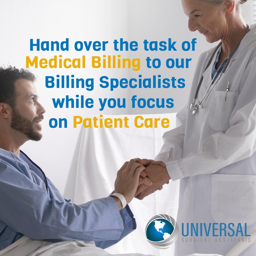 uspartnersinc's tweet photo. Hand over the task of #MedicalBilling to our Billing Specialists while you focus on Patient Care
* * * * *
#UniversalSurgicalPartners #USPartnersInc #AdvancingSurgicalExcellence #CoreMaxSurgical #CoreMaxCloud #MedicalCoding #CPTCodes #MedicalClaims #UniversalSurgicalAssistants https://t.co/QkrK9NCJd4