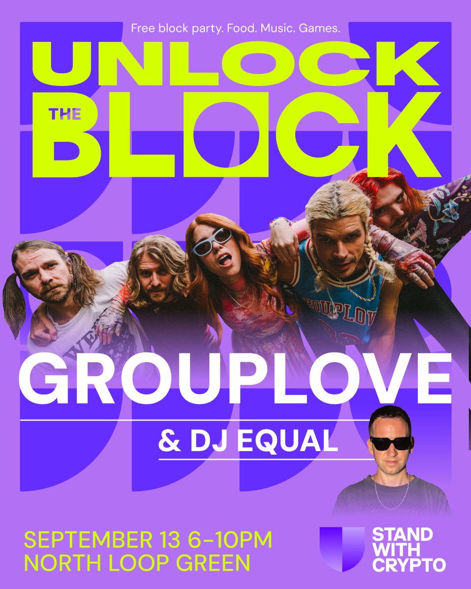 standwithcrypto's tweet image. TOMORROW: We’re throwing a FREE block party in Minneapolis with @GROUPLOVE and @djequal.

Plus, $20 worth of crypto for the first 350 attendees. Don’t miss out.

RSVP: luma.com/rkiqvrkx