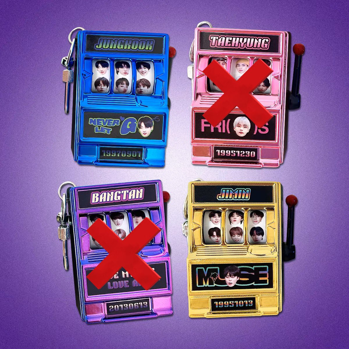 magikcrate's tweet photo. ✅ Interest check ✅ 

🌸 BTS mini slot machine keyring

💓 PHP 500 + LSF
💓 2-3 weeks arrival to ph
💓 It actually works and spin 😭😂
💓 Available versions: jk and jimin https://t.co/gPLFzUc0zn