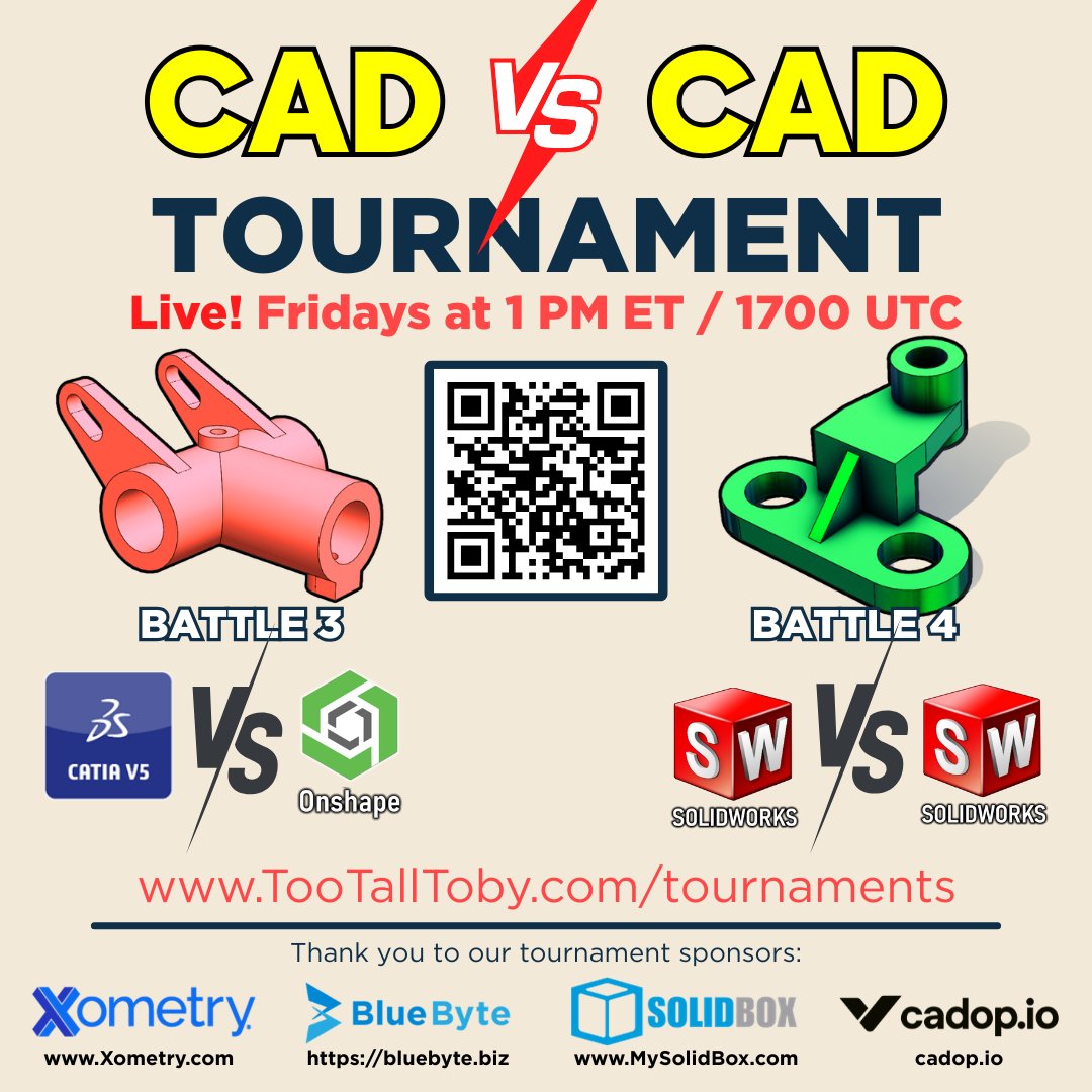 Our next CAD vs CAD esports battles go LIVE today at 1PM!  youtube.com/watch?v=8P4DAs…

Join us for some CATIA vs ONSHAPE and SOLIDWORKS vs SOLIDWORKS action!

#CAD #gamification #tournament #livestream #catia #onshape #solidworks