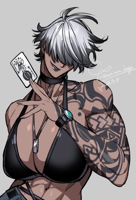 何人目かわからんメカクレ褐色女子 