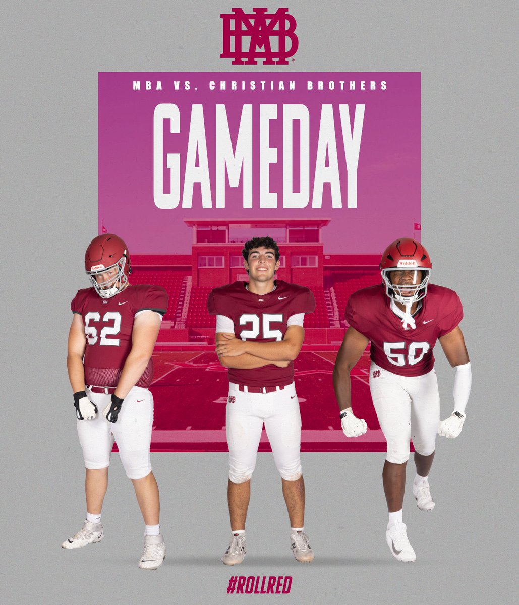 Ready to be back in action! @mbafootball takes on Christian Brothers TONIGHT: 7pm, Tommy Owen Stadium

Watch: sportsengineplay.com/Local-Live/Mon…

Listen: radio.securenetsystems.net/cwa/index.cfm?…

Tickets: gofan.co/event/3603316?…

#RollRed #Team127
