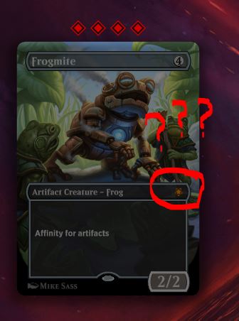 Why is the flying FUCK is Frogmite a mythic on Arena? ?

<a href="/MTG_Arena/">MTG Arena</a> team???????????
