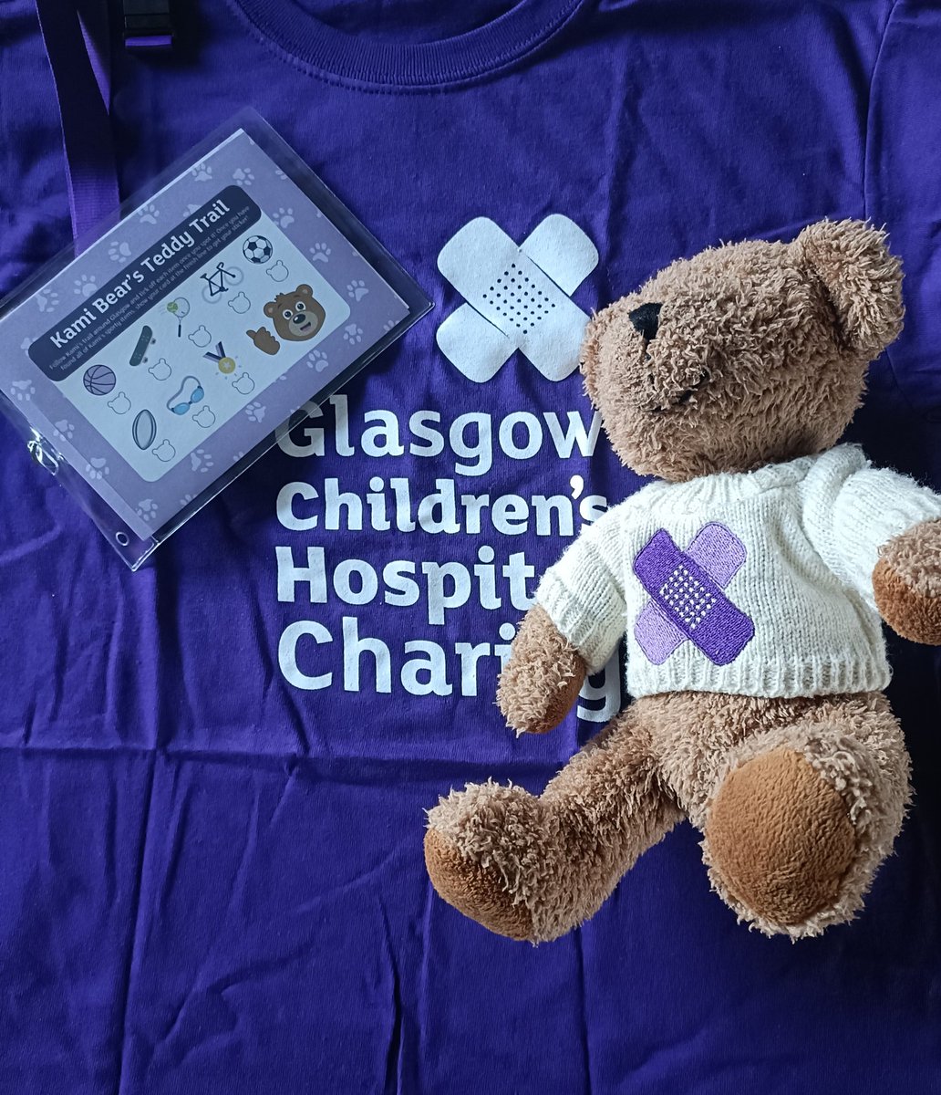 All set for <a href="/GCH_Charity/">Glasgow Children's Hospital Charity</a> Kami Bear's Teddy Trail! Please donate if you can...all money goes to help the young patients at Glasgow Children's Hospital. Many thanks!💜

<a href="/stbenedictsren/">St Benedict's High School</a>

justgiving.com/page/ayaans-ka…
