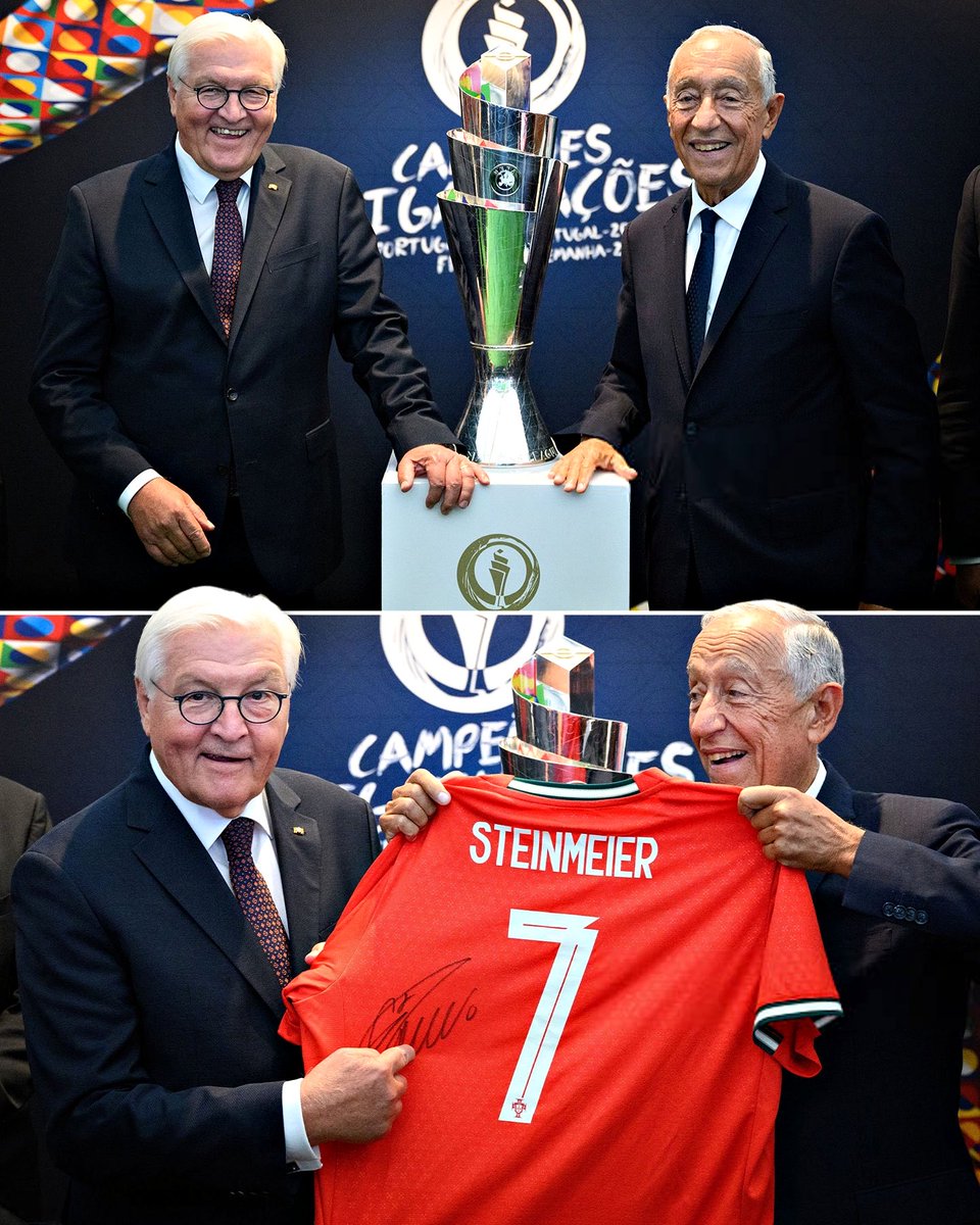 President of Germany received a jersey signed by Cristiano Ronaldo from the President of Portugal 🇵🇹🇩🇪