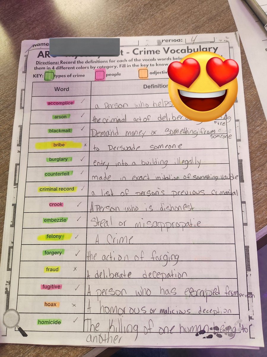 I love color coding to help learn our ARC Mystery Unit Tier 3 vocabulary! #ELA #WarriorStrong #BetterTogether