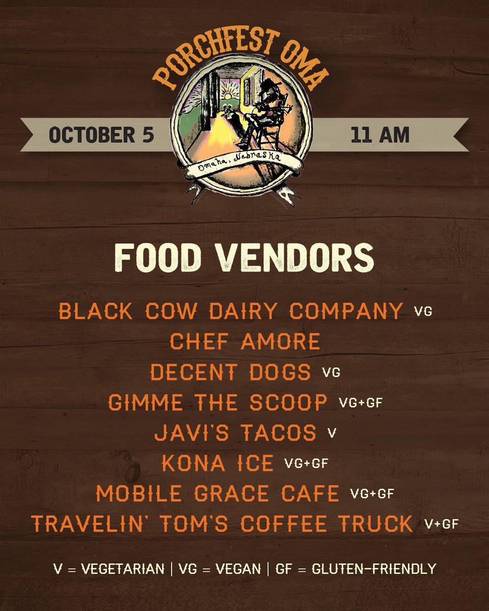 JUST ANNOUNCED! Here are your food &amp; drink offerings at Porchfest!

California Bar, will be serving up adult beverages in the beer garden at the Market Stage, too! 

#PorchfestOMA #PorchfestOmaha #PorchfestOMA2025
#PorchfestOmaha2025 #giffordpark #omaha #familyfun #foodtrucks