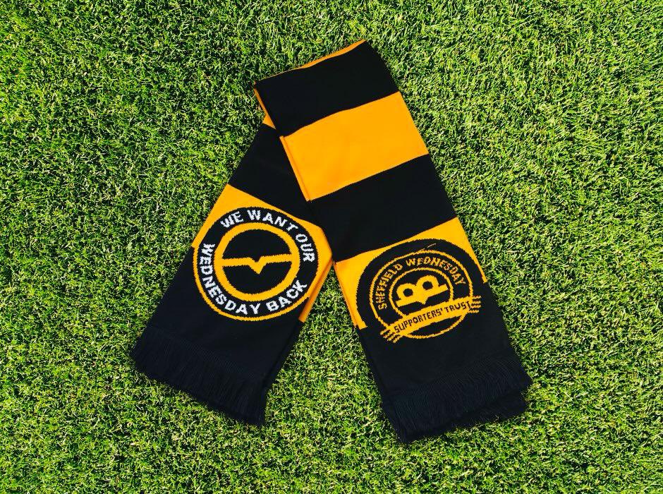 ⚫️🟡 Protest Scarves 🟡⚫️

The first Black &amp; Gold protest scarves will be available Tomorrow at Hillsborough (v Bristol City).

🟡 Free with a £5 minimum donation to the Trust

⚫️ Limited run of 1,000 – more to follow at all upcoming fixtures. 

🟡 We have card machines but