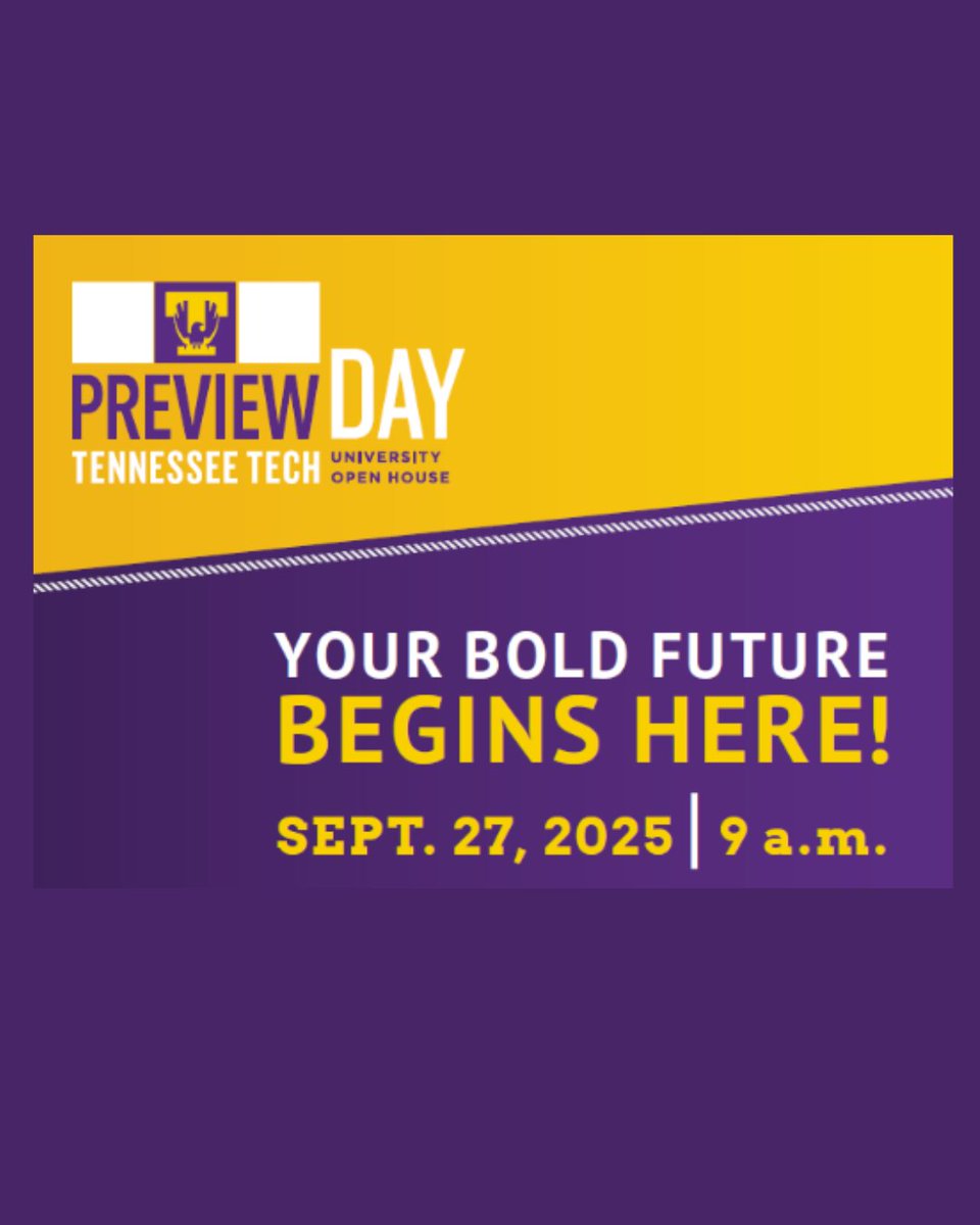 Check this out, Raiders! Interested in Tennessee Tech University? Don't miss their upcoming Preview Day on September 27. Meet student organizations, engage with academic programs, take part in tours PLUS so much more! Register at 931-372-3635 OR tntech.edu/PreviewDay today!