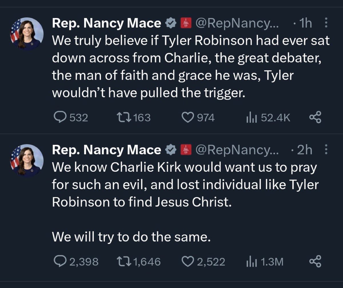 The shooter was a liberal: hang him.

The shooter was MAGA: let’s pray for him to find Jesus.

The switch-up is insane.