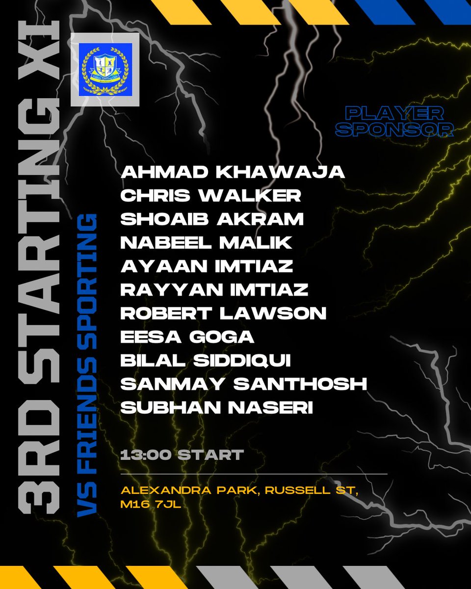 TEAMS 🏏

Here are your final SCC line ups for the 1st, 2nd &amp; 3rd XI’s for the 2025 season! 

It’s all on the line as the 1st XI gain promotion with a win
Get down to The Boundary to get behind the boys!!!

Allez Les Bleus 🔵🟡🔵🟡🔵🟡🔵🟡
