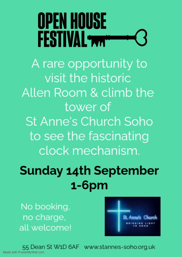 #Soho, this weekend, Sunday 14th September <a href="/SohoParishScoop/">Soho Parish Primary</a> Sunday service at 11am, with Puppet show &amp; Blessing school bags, work bags, shopping bags &amp; <a href="/openhouselondon/">Open House Festival</a> the Church &amp; Clocktower will be open for visitors 1-6pm✨All welcome! 🙏 😇 #soholondon