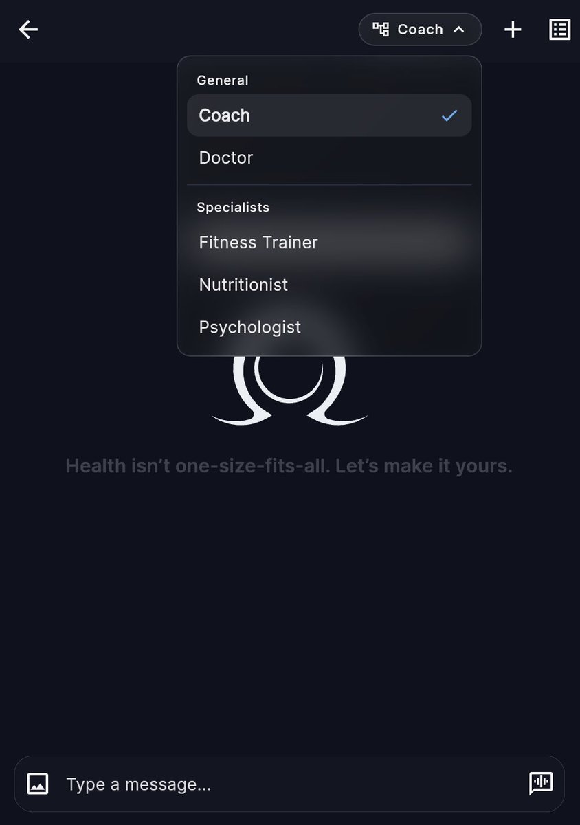You choose your agent directly inside $OmegaX.
Chat or talk in real time with:
⚡️ General: Coach &amp; Doctor
🎯 Specialists: Fitness Trainer, Nutritionist, Psychologist

Your health, your choice.

👉 Try it now at app.omegax.health