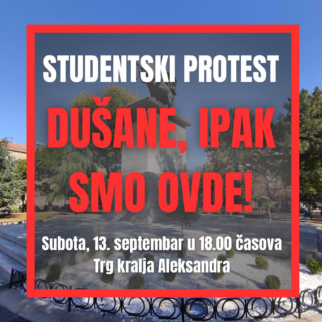 Поштоване колегинице и колеге,
драге суграђанке и суграђани,

Данас су у поподневним часовима полицијски инспектори и агенти Безбедносно-информативне агенције масовно позивали студенте, под изговором да нас обавештавају да је наш сутрашњи протест непријављен и незаконит, те да ће