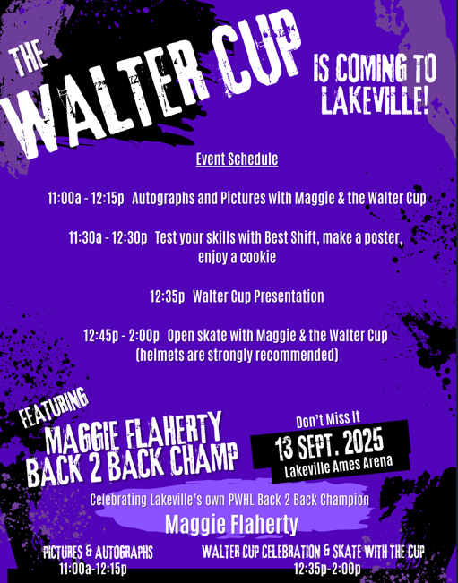 Join LHA in welcoming the Walter Cup  on Saturday, September 12 at Ames Arena!  Event starts at 11am!