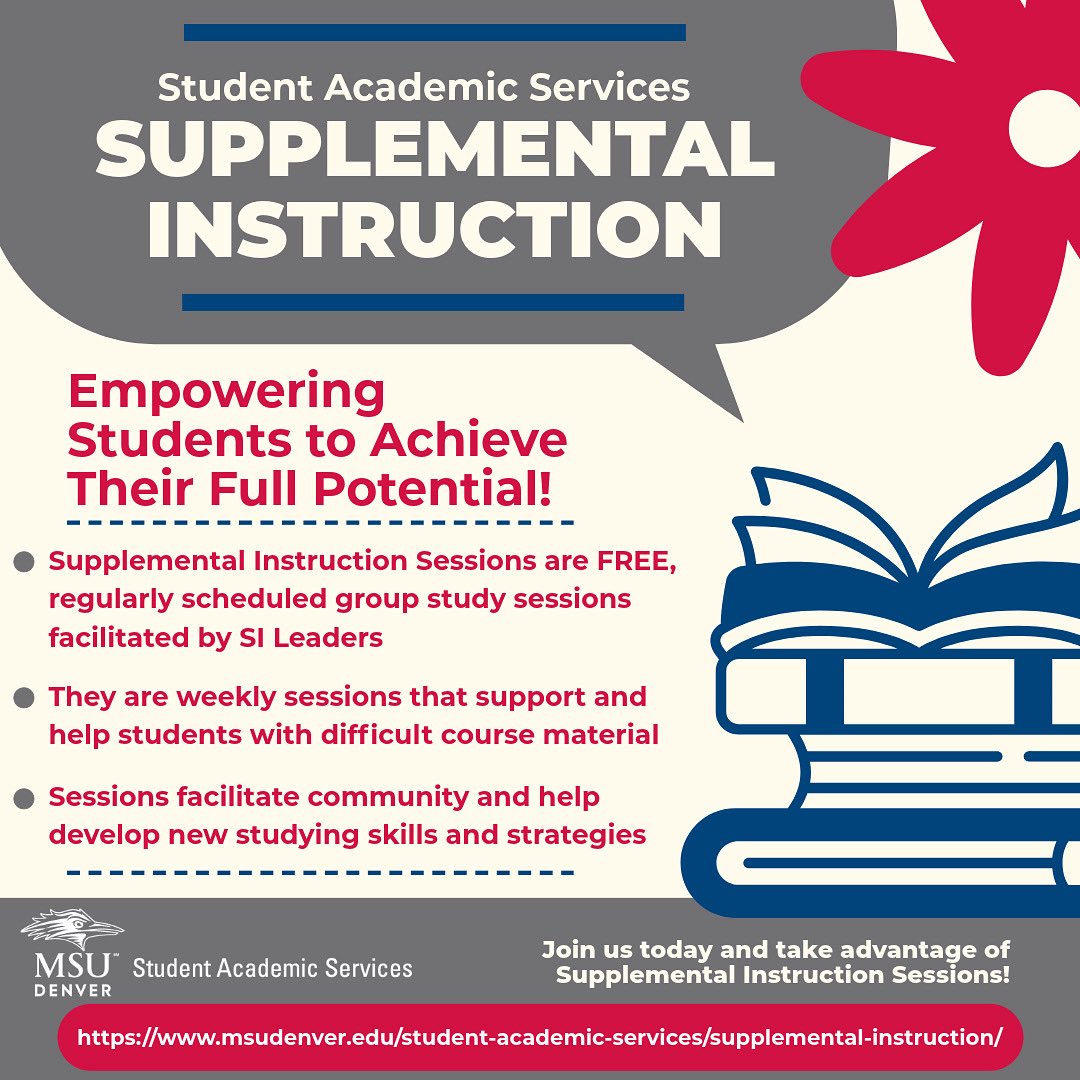 msudenversas's tweet photo. Happy Friday Roadrunners ❤️💙

Before you head off for the weekend, check out one of our awesome programs here at Student Academic Services! https://t.co/u3jqtspSdl