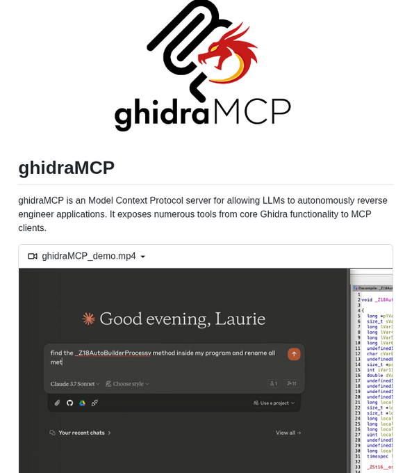 Let's LLMs automate reverse engineering in Ghidra :

- github.com/LaurieWired/Gh…

#infosec #cybersec #bugbountytips