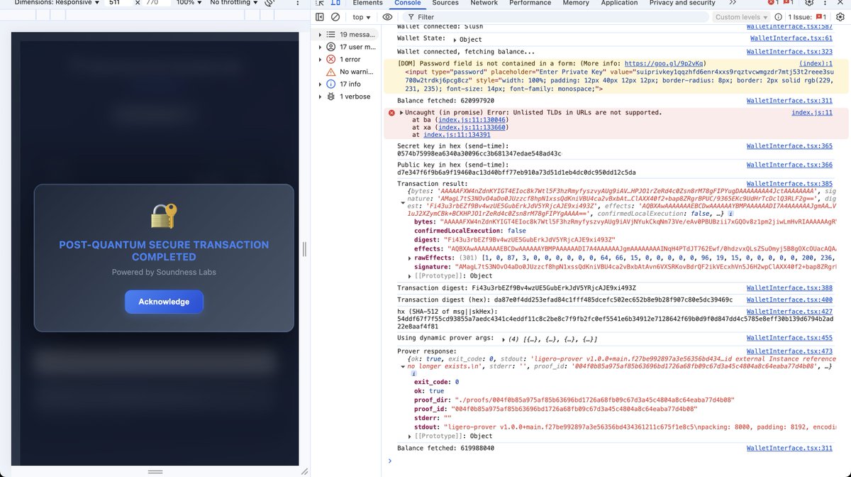 Proud that Soundness is part of this exciting journey.
Our tool makes Sui (and other ed25519 chains like Solana, Aptos, Stellar, Cardano,...) post-quantum secure with zero user friction.
Soon, we will release it and you can make your first PQ-secure transaction. Are u Ready? 🐬
