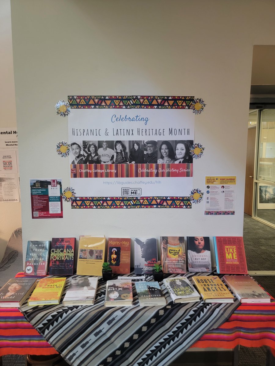 Chaffey_Library's tweet image. Check out the Celebrating Hispanic &amp;amp; Latinx Heritage library guide. It includes ebooks and other resources. And stop by at any of the library locations to get a bookmark.

Visit: libguides.chaffey.edu/hln

#ChaffeyCollege