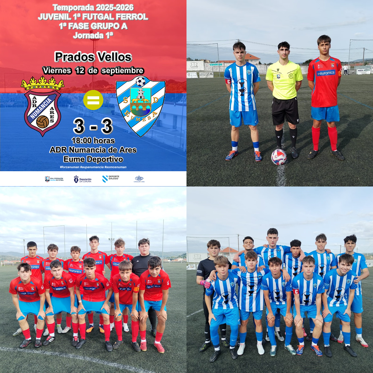 #Juveniles. ADR Numancia de Ares, 3 - Eume Deportivo, 3