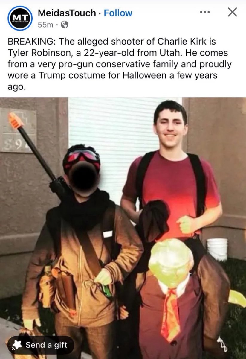 RYSTHEGOAT's tweet photo. i like how there isn’t really any concrete evidence of the suspect’s political views, so people are just judging him off of vibes

he had band kid humor thereforeee he must have been conservative https://t.co/zB0cUPJ1YC