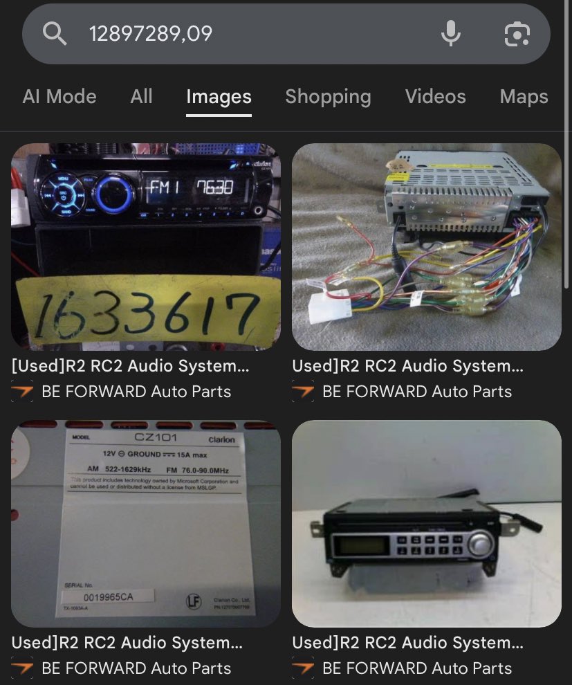 claramente no tiene nada que ver pero me parece cómico que cuando googleas el numero te aparecen radios de autos