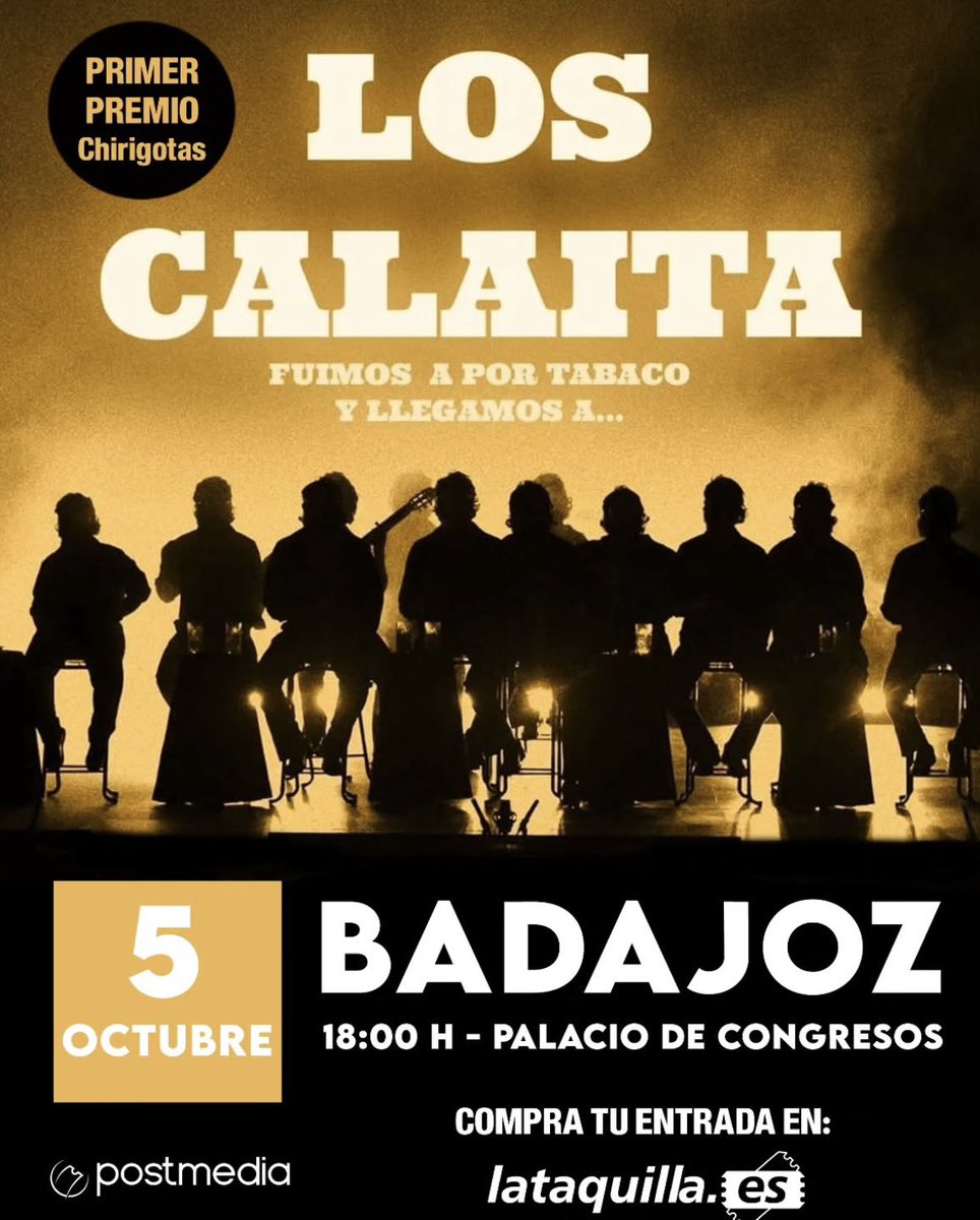 Domingo 05/10 ~ 𝐁𝐚𝐝𝐚𝐣𝐨𝐳 🎭

📍 Palacio de Congresos (Badajoz)
⏰ 18:00 horas

#𝕃𝕠𝕤ℂ𝕒𝕝𝕒í𝕥𝕒 #𝔹𝕒𝕕𝕒𝕛𝕠𝕫 #𝔼𝕩𝕥𝕣𝕖𝕞𝕒𝕕𝕦𝕣𝕒
