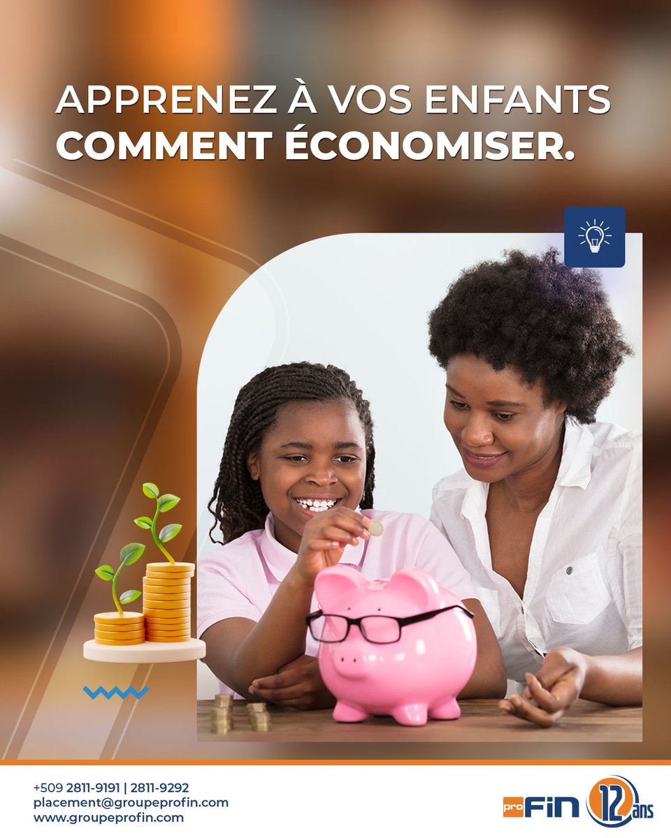 GroupeProFin's tweet image. L’une des plus grandes leçons de la responsabilité financière : apprendre à nos enfants à économiser. Initiez-les aux bonnes habitudes dès leur enfance en leur montrant l’importance de l’épargne.
👉 Offrez-leur un compte mineur pour leur donner une longueur d’avance et les aider…