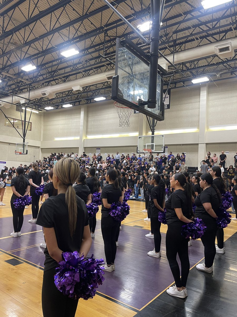 NISDWarren's tweet photo. Happy Friday Warrior Nation! Great pep-rally, FB asking admin/teachers to wear their jerseys, fun performances - this is how we do Fridays at the #purplepalace #NISD https://t.co/alMkGxzhnY