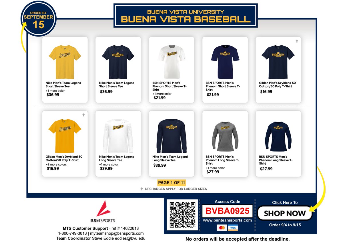 Last chance to order from our team shop! More than 100 items for any Beaver baseball fan. The shop closes Monday, Sept. 15. 
 
bsnteamsports.com/shop/BVBA0925 #BeaversBuild