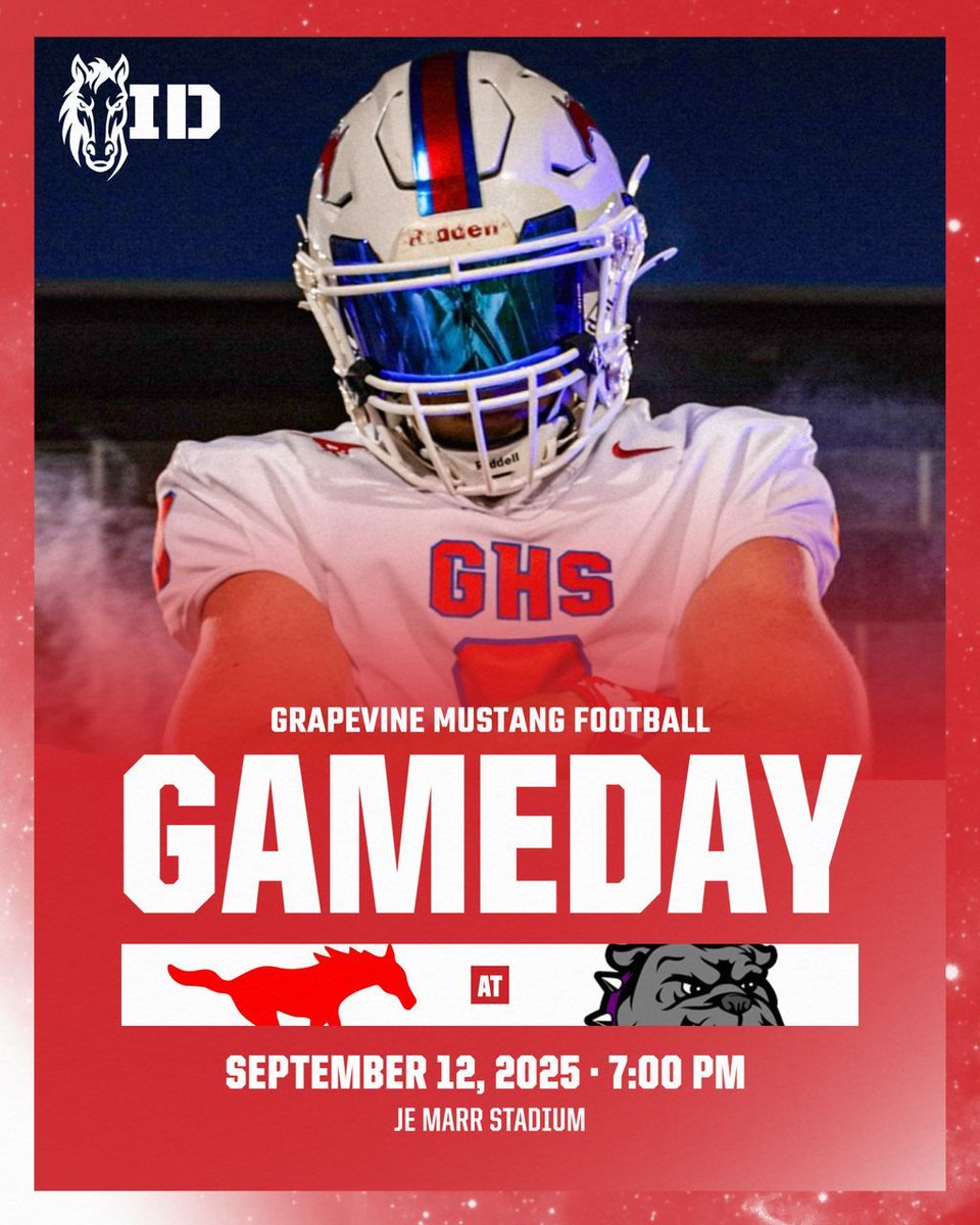 WEEK 3 G.R.I.T. 
DISTRICT 3-5A II OPENER

🏈  AWAY at Everman 
📍  J. E. Marr Stadium
⏰  7:00 pm
🎟️  shorturl.at/tqgCb
📺  youtube.com/watch?v=nOJiDP… 

#STANG106
#MustangID