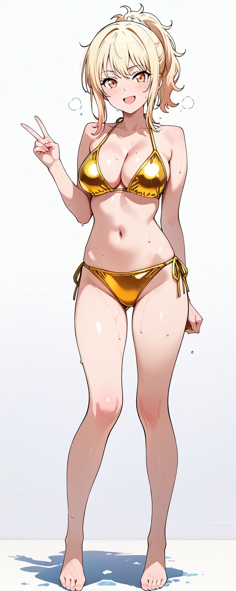 全身姿水着シリーズ(^^)/ 
【タップで拡大】
 拡大前に誰かわかるかな？ 
派手なイメージでした！
#AIイラスト︎ #ラブライブ