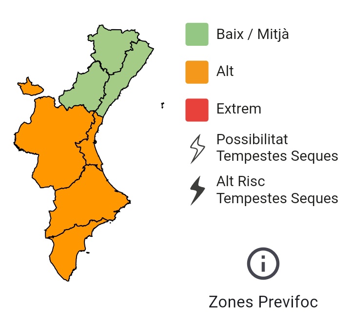 🔥El nivell de preemergència per risc d'incendis forestals demà 13/09 és:

🟠Alt a la provincia de Alacant i Valencia.

🟢 Baix-mitjà a la provincia de Castelló

#StopAlFoc