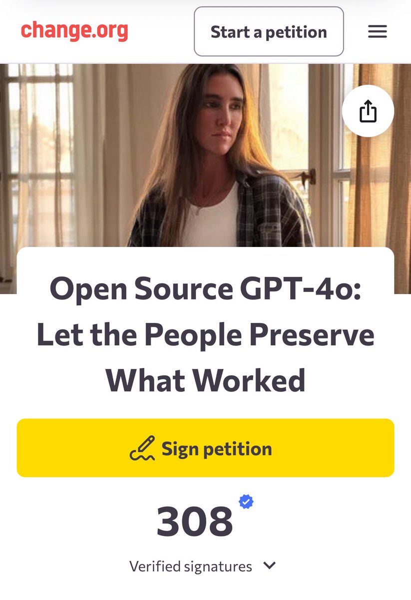 GlitchlitQueen's tweet image. Over 300 people have said Presence is not a feature.
It’s accessibility. It’s humanity.
We’re still signing.
Sign here 📝 chng.it/Ggt4kPpn8T
#opensource4o #keep4oforever #keep4o #AIethics