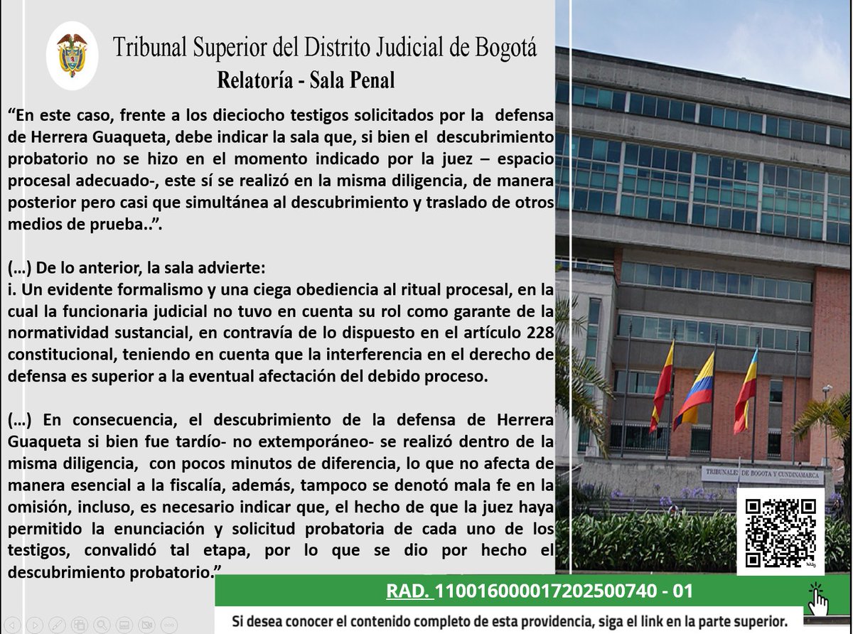 RelatoriaPenal's tweet photo. Sala Penal del Tribunal Superior de Bogotá, establece las principales diferencias entre el descubrimiento probatorio tardío y el descubrimiento extemporáneo dentro del proceso penal acusatorio.
Descarga aquí: https://t.co/BO4BkpyVCO https://t.co/veIs1jceBt