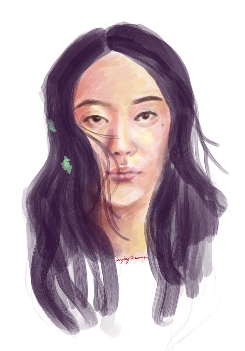 longingthemoon's tweet image. unfinished portrait of yerin ha bcs I was messing around with a new palette