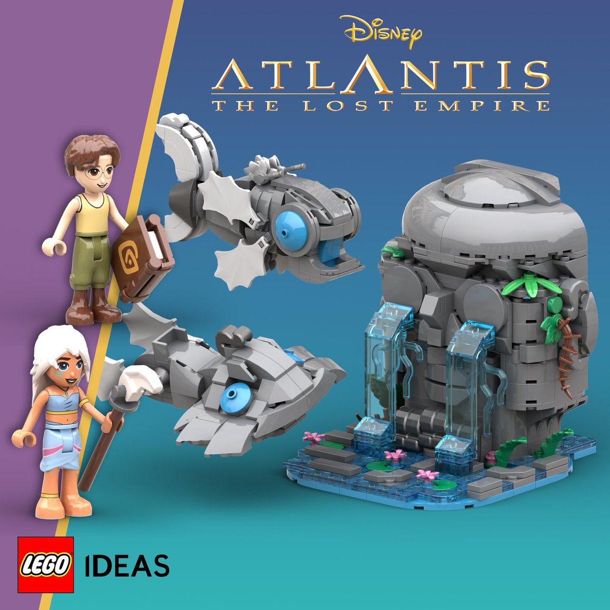 AtlantisTLE's tweet photo. Happy Fan Friday! Fan Anatolii has dreamt up what it would be like to have an "Atlantis" Lego set. 

If you like what you see, support his idea here: https://t.co/XHqf2dc2Zr

💠 #AtlantisisWaiting #AtlantisTheLostEmpire #Disney #PrincessKida #MiloThatch #Lego #FanFriday https://t.co/nGzftAIsoh