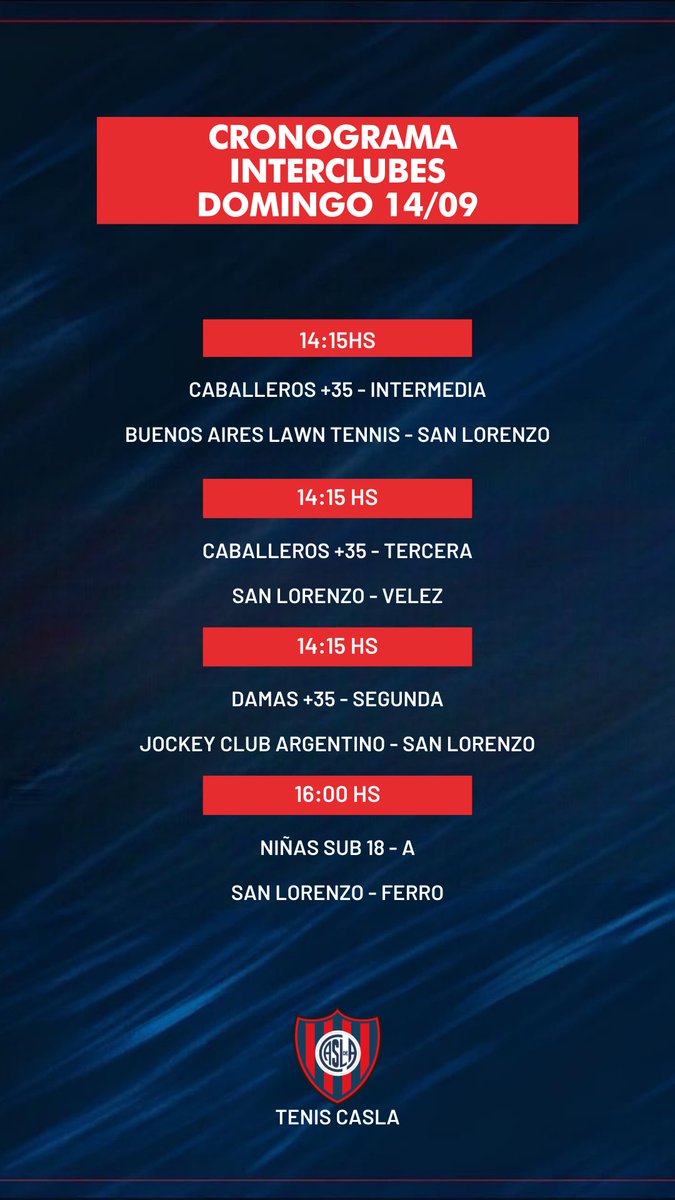Fixture de este fin de semana de #interclubes