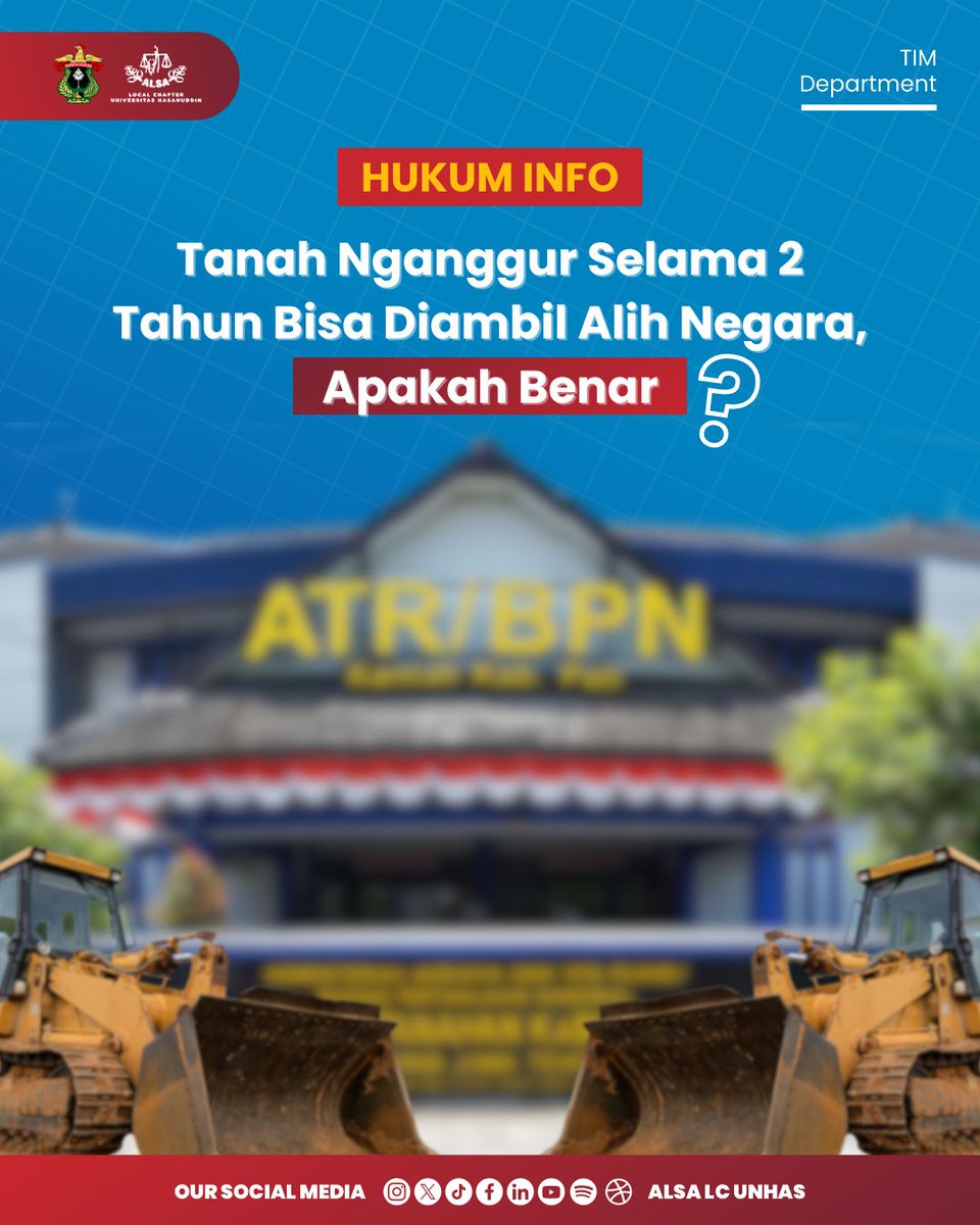 Warmest Greetings, ALSAians!

ALSA LC Unhas delightfully presents Hukum Info with the title "Tanah Nganggur selama 2 Tahun bisa Diambil Alih Negara, Apakah Benar?"

Read more on Instagram! <a href="/alsalcunhas/">ALSA LC Unhas</a>

Together We Thrive, 
In Synergy We Rise 

ALSA, 
Always be One!