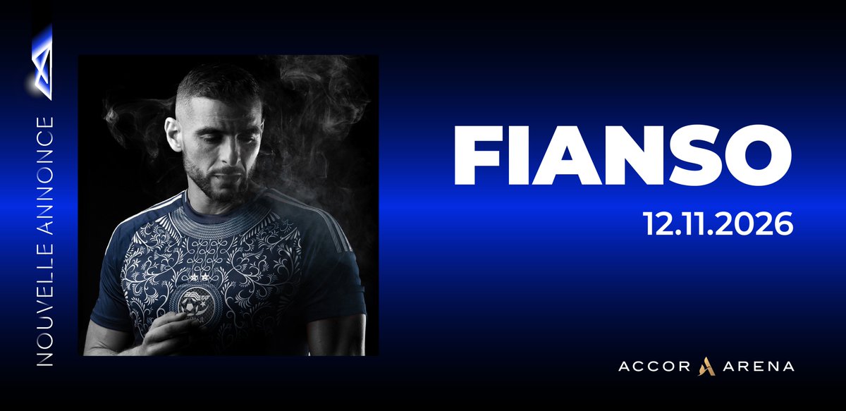 Dernier concert unique de <a href="/Fianso/">Fianso / Sofiane Zermani</a> à l'Accor Arena le 12 novembre 2026 ! On y sera et vous ? 🤩

❤️‍🔥 Prévente ouverte : urlr.me/!AA_FIANSO
🎫 Ouverture de la billetterie le 16.09 à 10h
