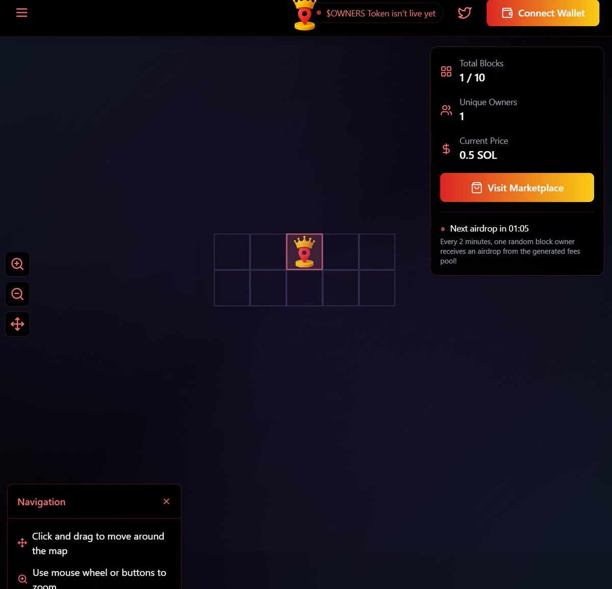 The_Owners_'s tweet photo. 4) With only 10 blocks available, this creates scarcity.

Each block generates ALL of the fees, 100% of the creator fees will be designated to the representive block owners.

A block costs .5 sol to purchase. https://t.co/7viMnfiHSF